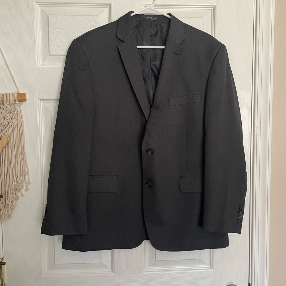 Adolfo Men's 42S Classic Dark Grey Two-Button Blazer